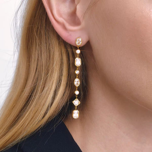 Celeste Silver Zircon Statement Earrings - Calilo Australia
