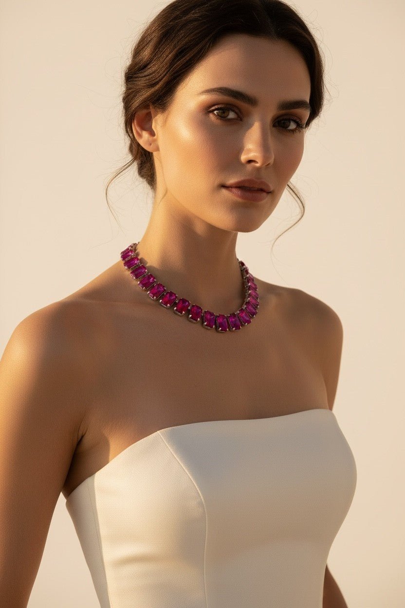 Charlotte Statement Crystal Gemstone Collar Necklace - Calilo Australia