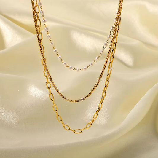Donna Multi - Layer Collar Chain Necklace - Calilo Australia