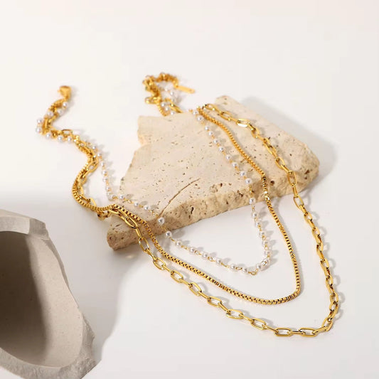 Donna Multi - Layer Collar Chain Necklace - Calilo Australia