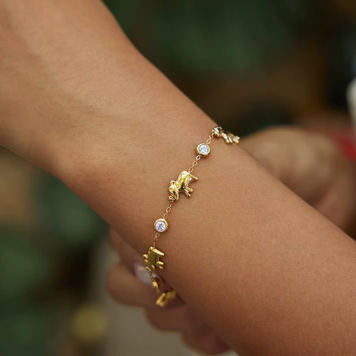 Elara Elephant Zircon Gold Bracelet - Calilo Australia