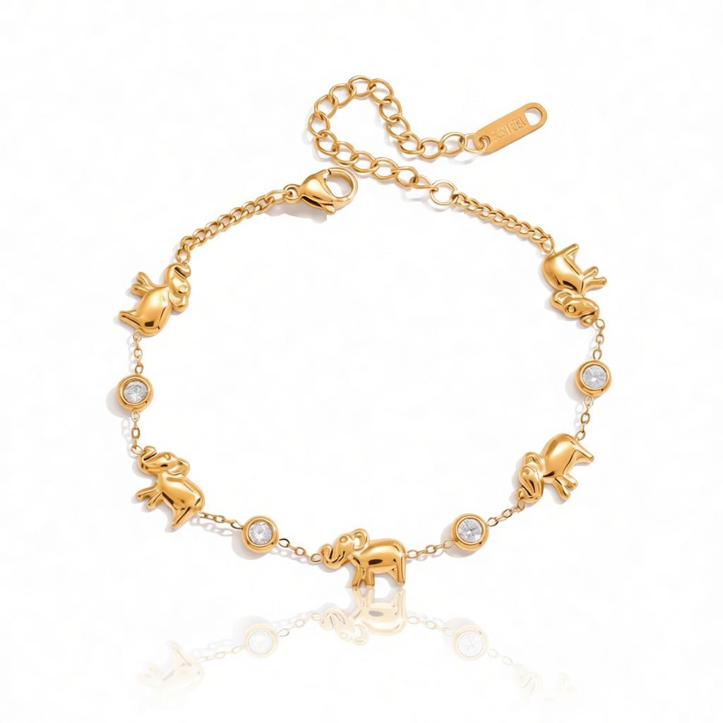 Elara Elephant Zircon Gold Bracelet - Calilo Australia