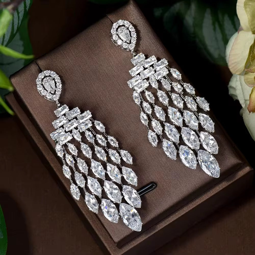 Elara Luxe Cubic Zirconia Bridal Earrings - Calilo Australia