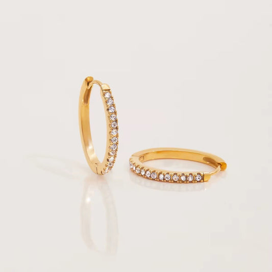 Elara Oval Zircon Hoop Earrings - Calilo Australia