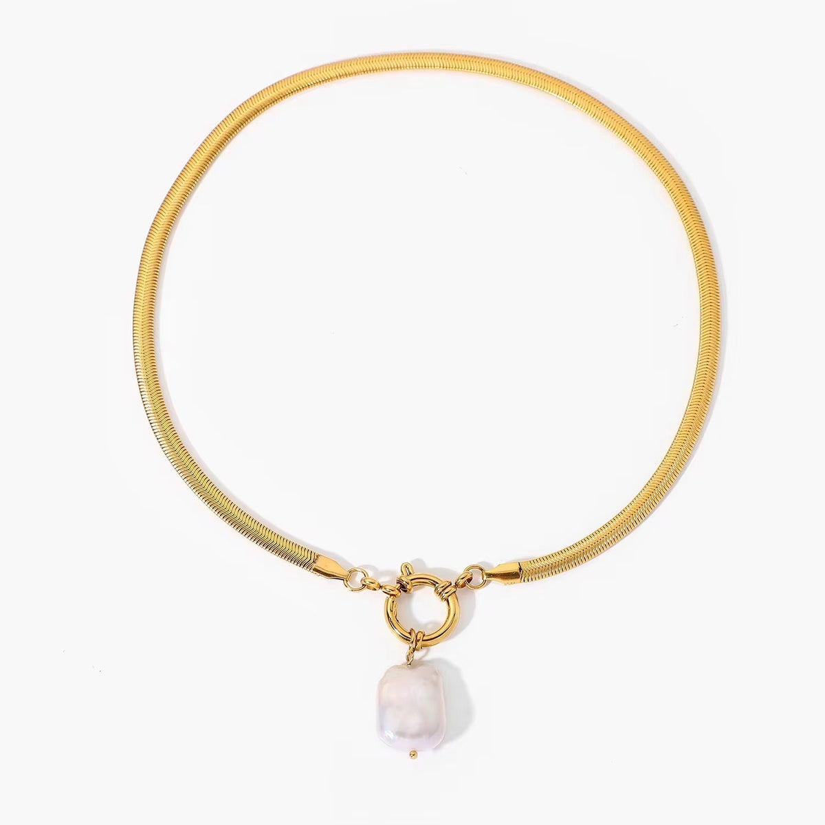 Elara Pearl Herringbone Necklace - Calilo Australia