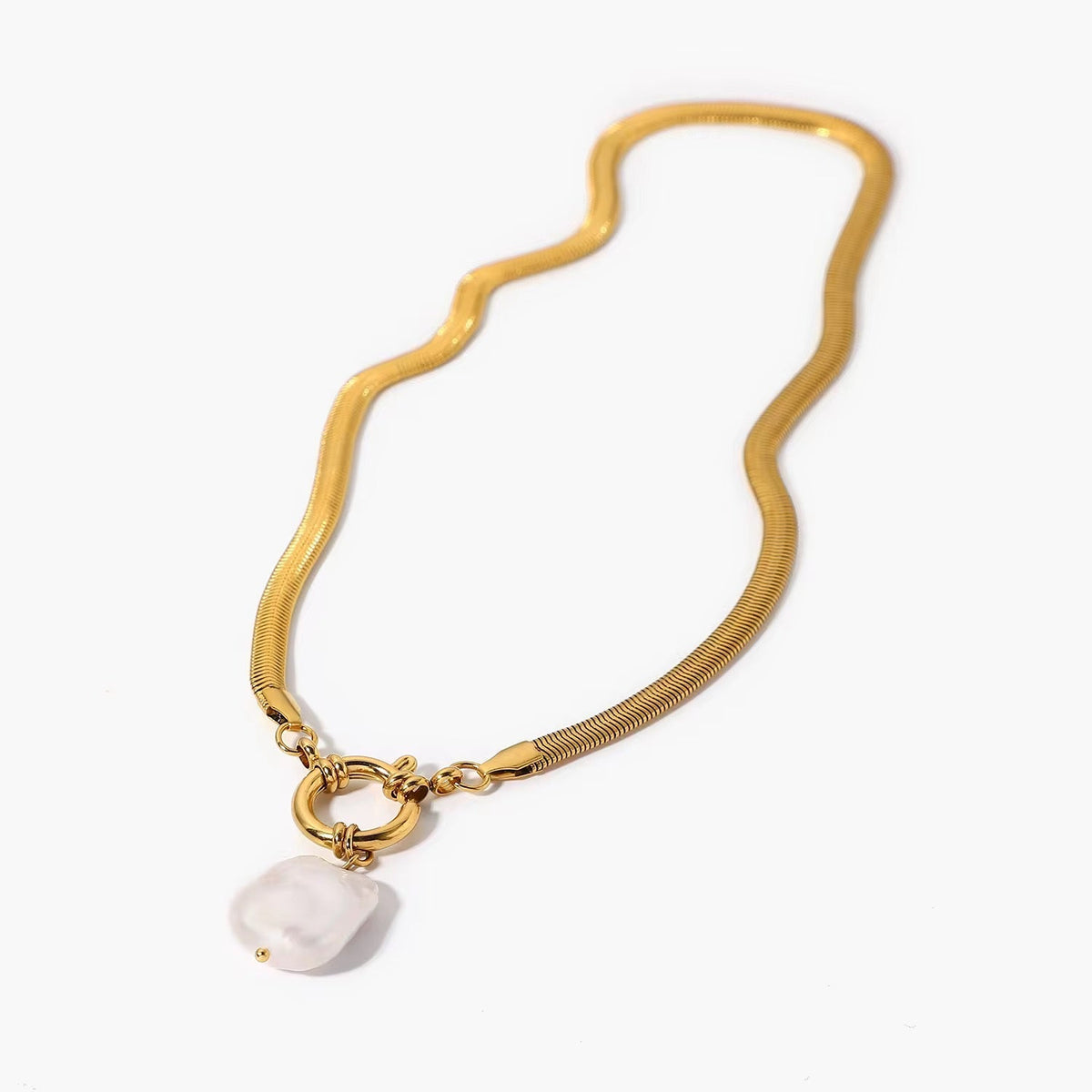 Elara Pearl Herringbone Necklace - Calilo Australia