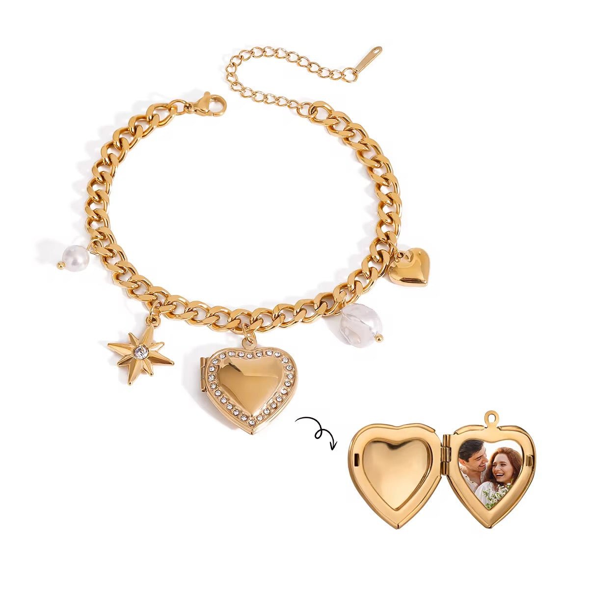 Everlasting Heart Charm Locket Bracelet - Calilo Australia
