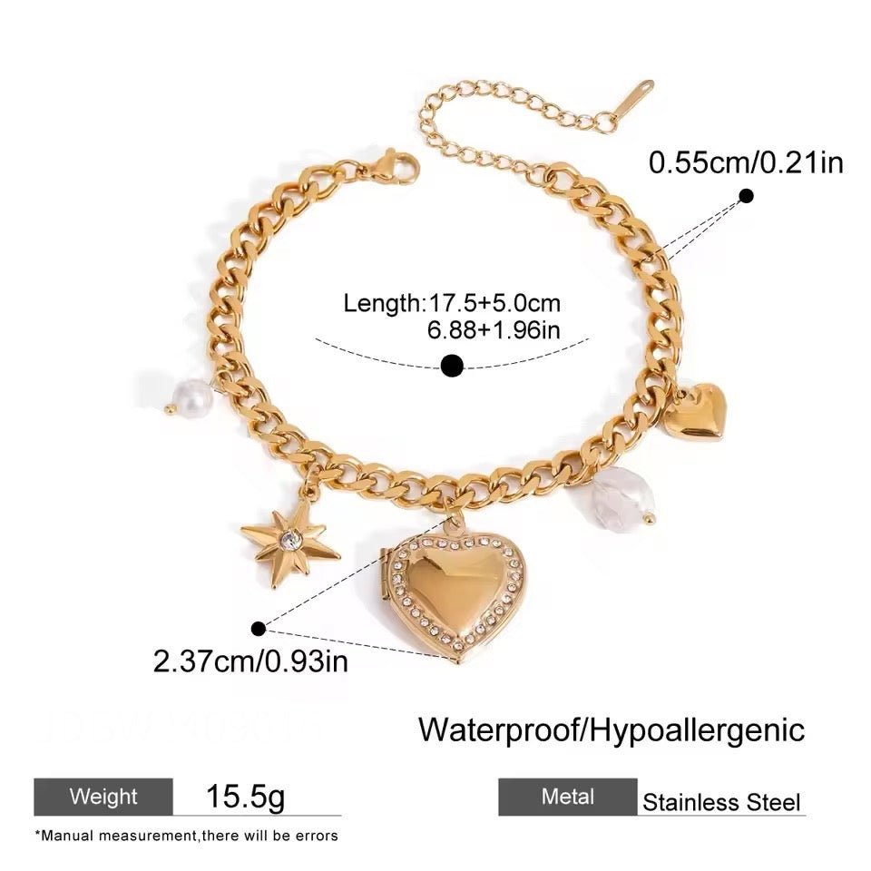 Everlasting Heart Charm Locket Bracelet - Calilo Australia