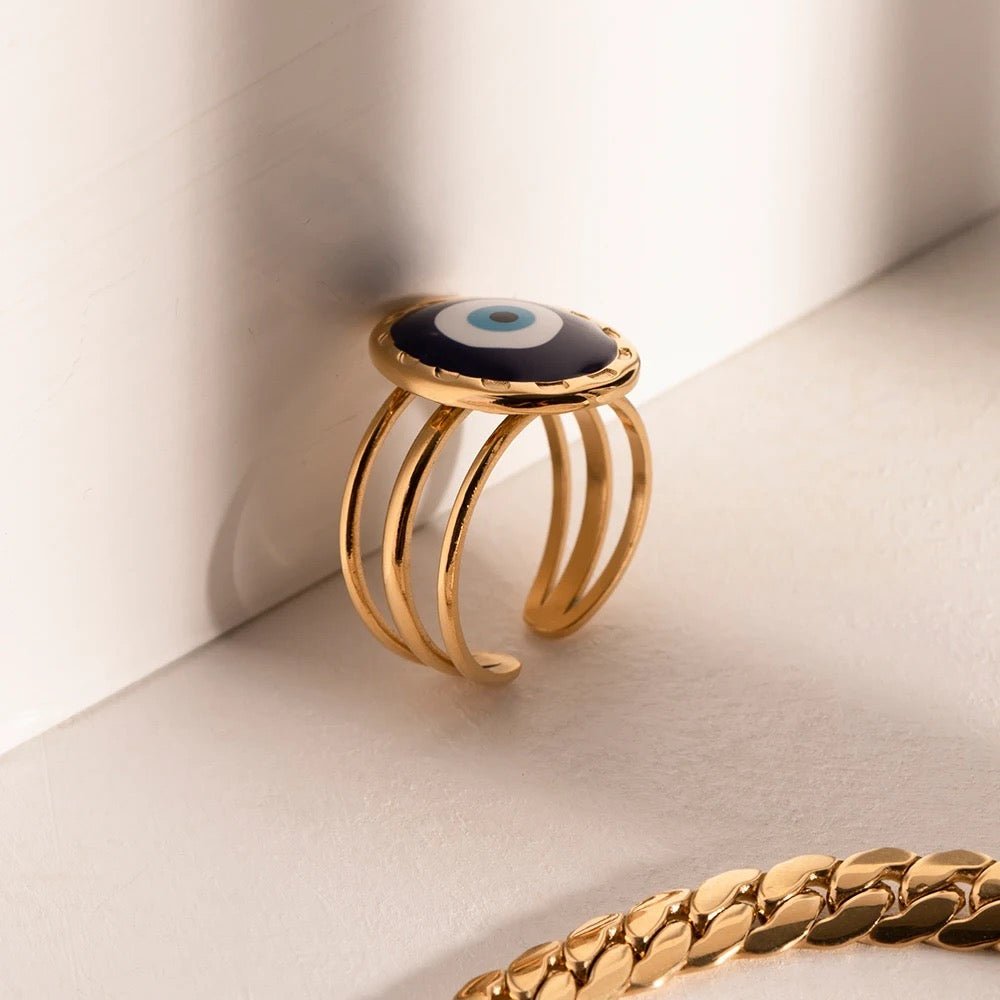 Evil Eye Adjustable Ring - Calilo Australia