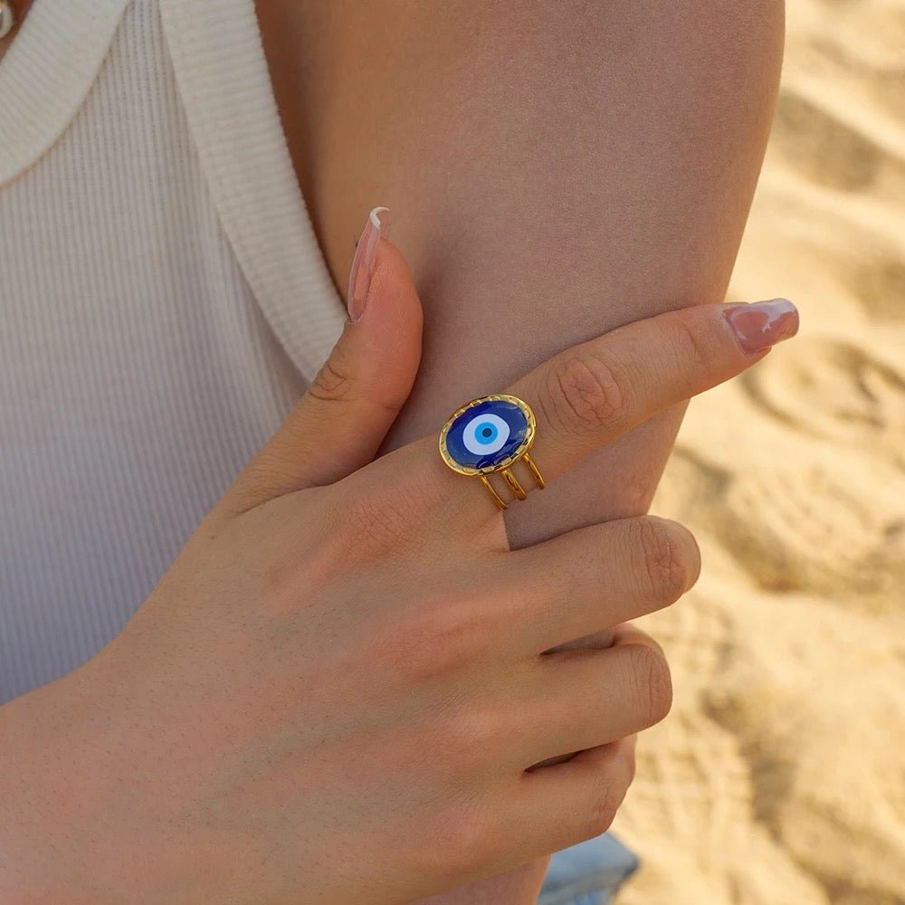 Evil Eye Adjustable Ring - Calilo Australia