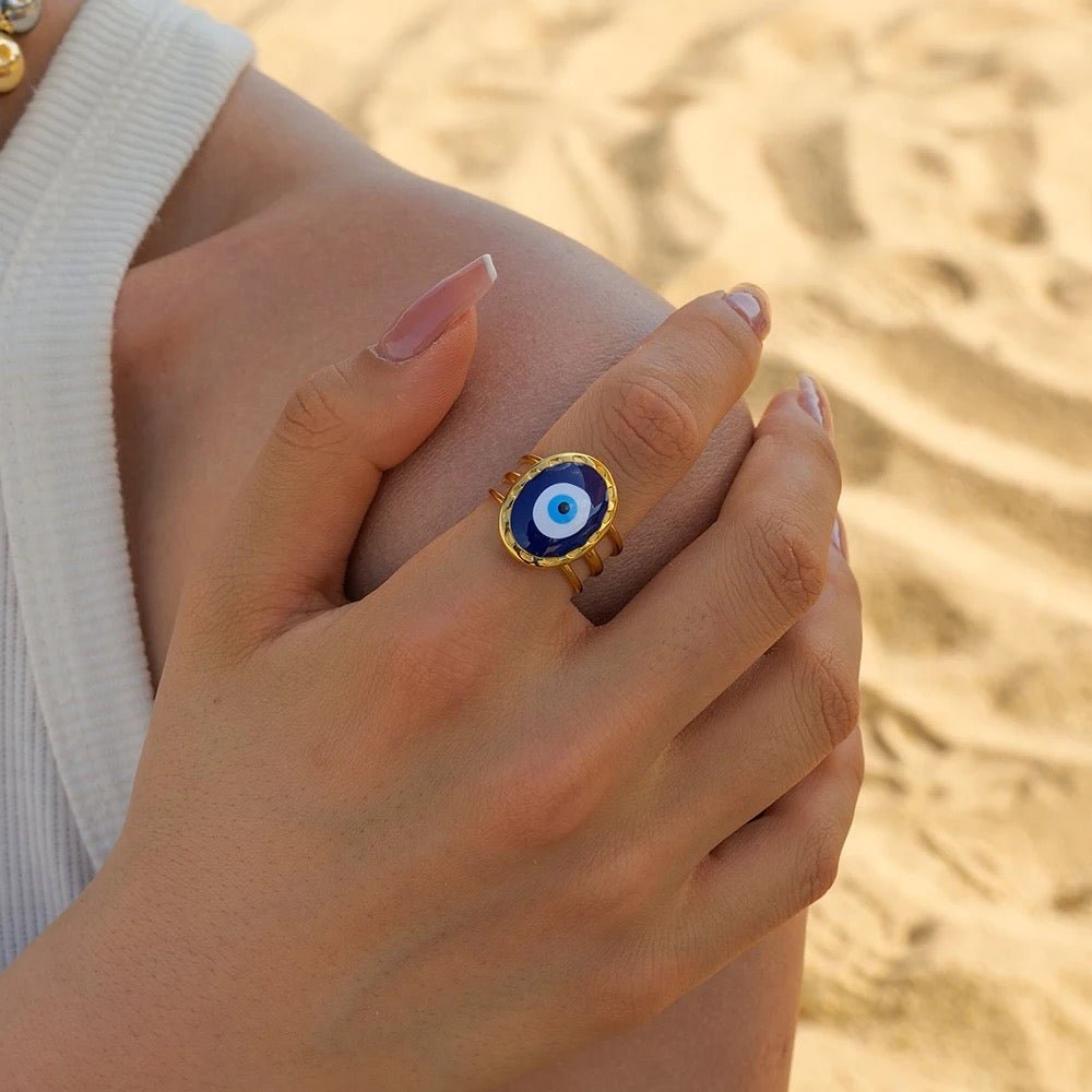 Evil Eye Adjustable Ring - Calilo Australia