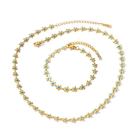 Fleur Gold Necklace & Bracelet - Calilo Australia