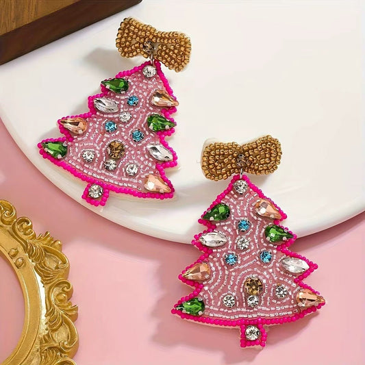 Holly Sparkle Christmas Tree Earrings - Calilo Australia