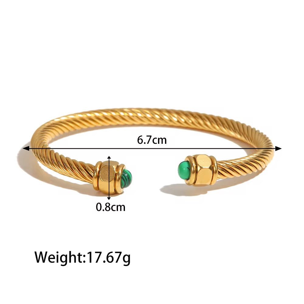 Leza Twist Pave Opening Natural Stone Bangles - Calilo Australia