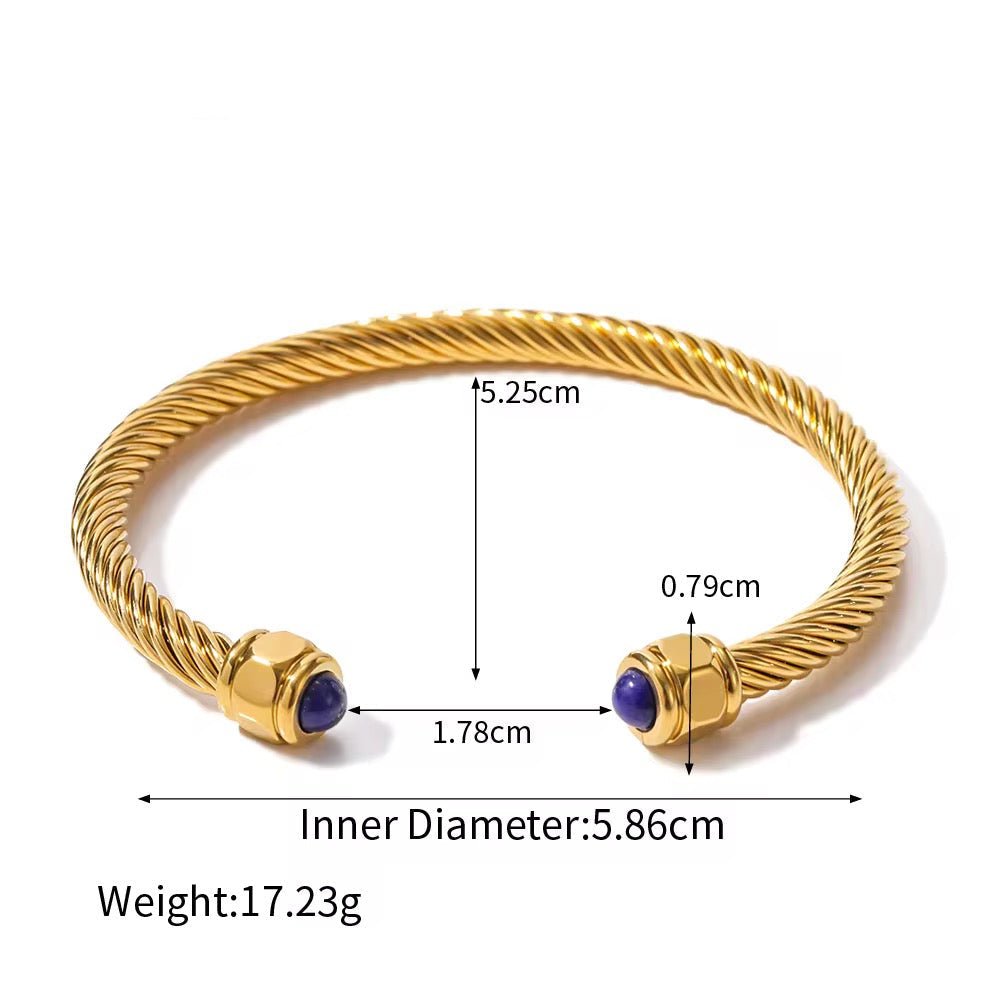 Leza Twist Pave Opening Natural Stone Bangles - Calilo Australia