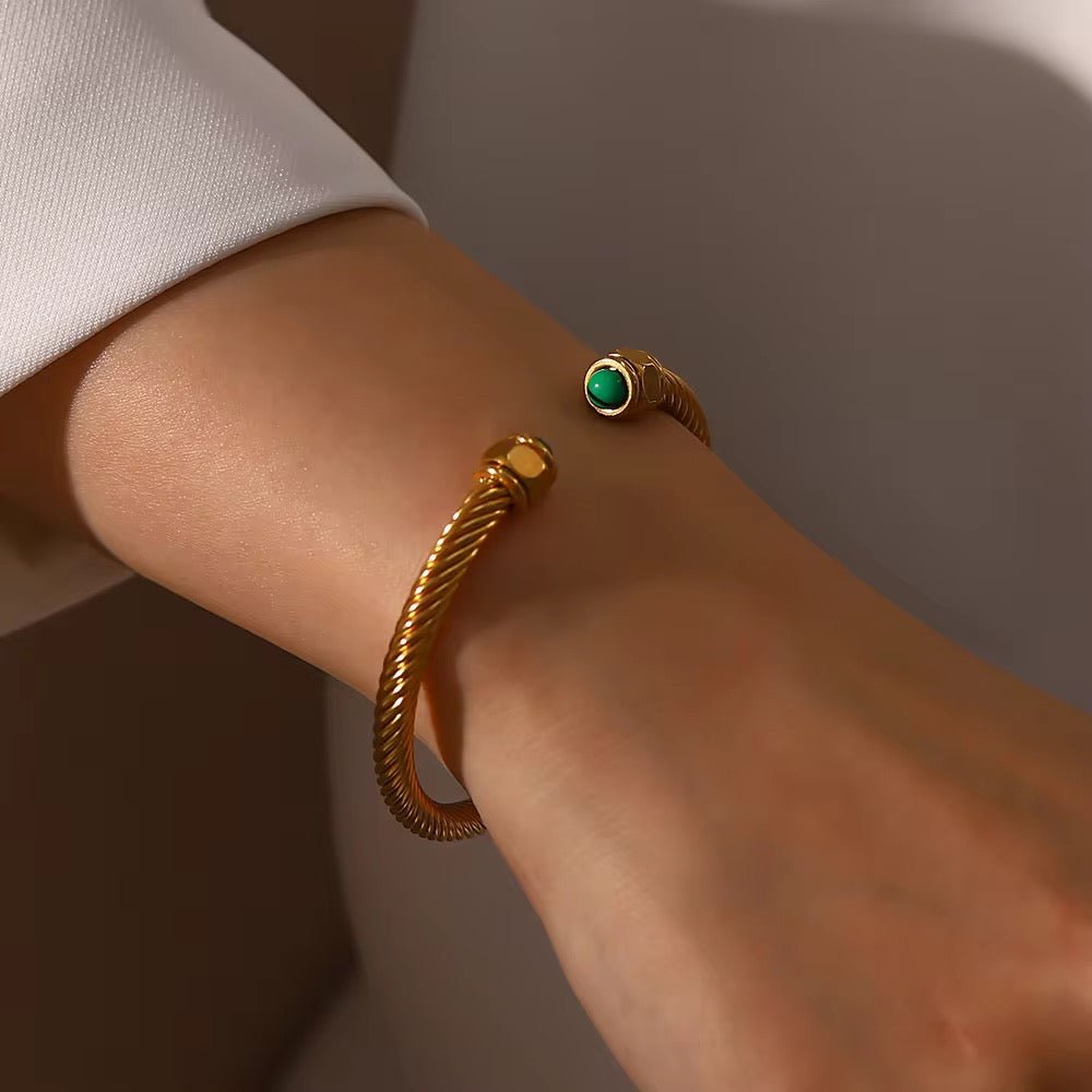 Leza Twist Pave Opening Natural Stone Bangles - Calilo Australia