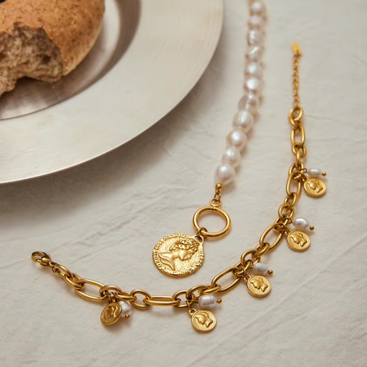 Liora Pearl & Coin Charm Duo - Calilo Australia