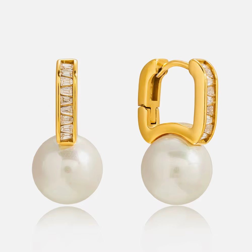 Luna Pearl & Zircon Earrings - Calilo Australia
