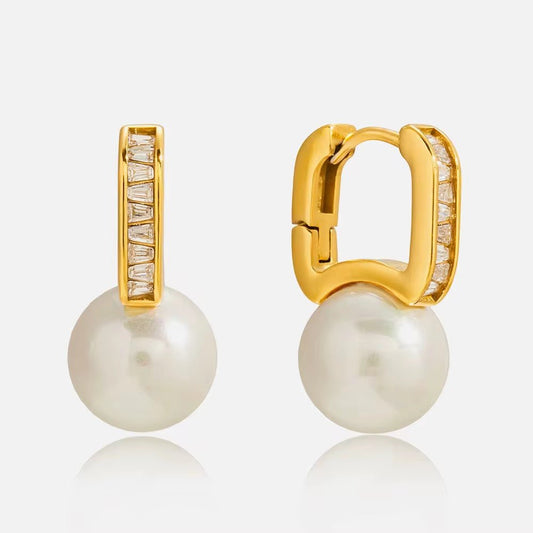 Luna Pearl & Zircon Earrings - Calilo Australia