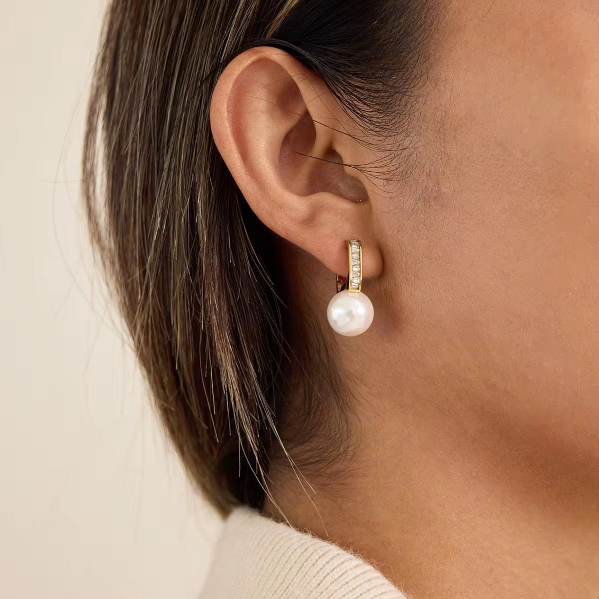 Luna Pearl & Zircon Earrings - Calilo Australia