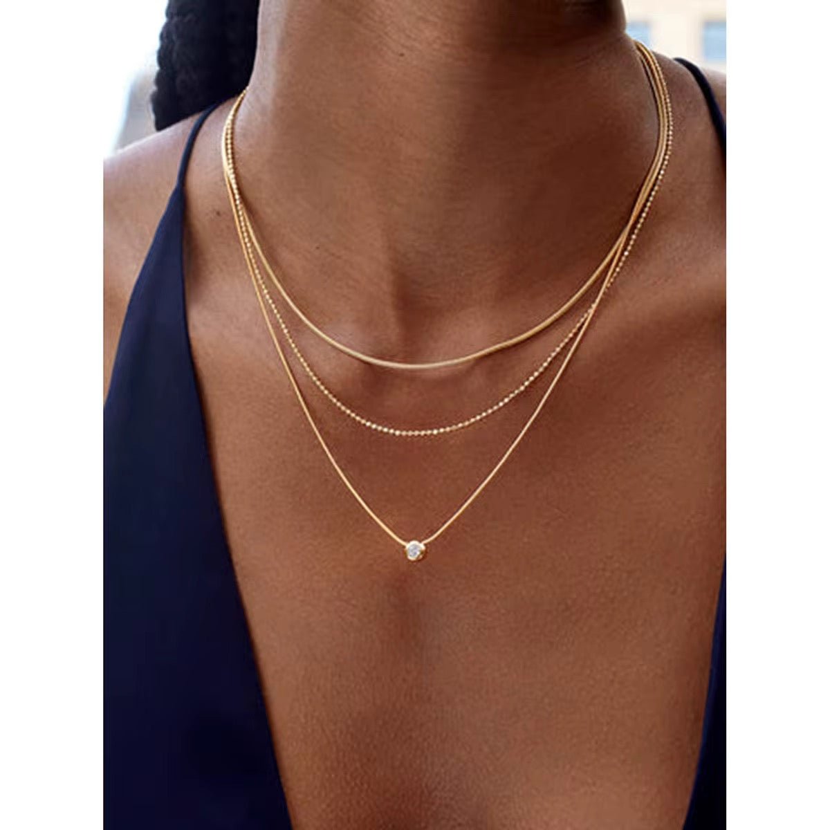 Luna Zircon Layer Necklace - Calilo Australia