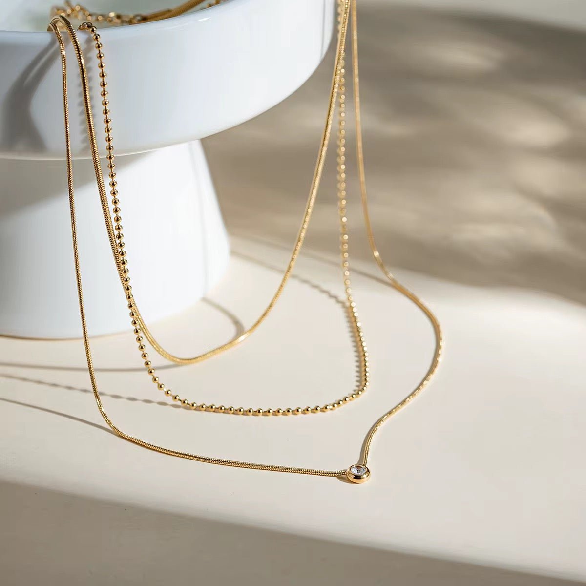 Luna Zircon Layer Necklace - Calilo Australia