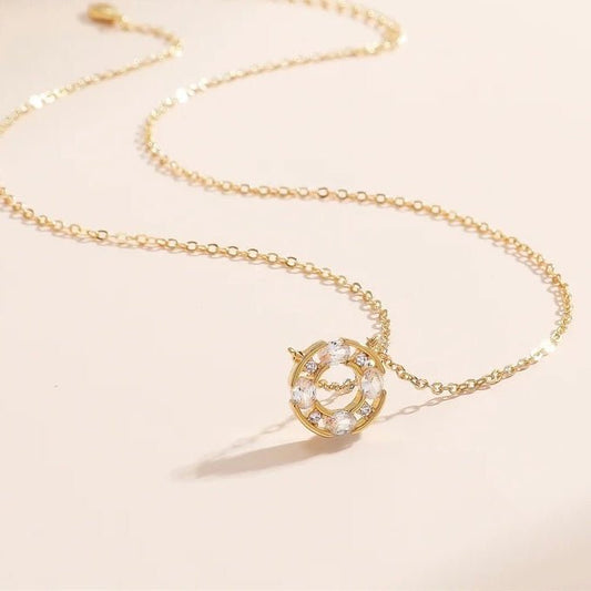Open Circle Pendant Necklace Cubic Zirconia - Calilo Australia