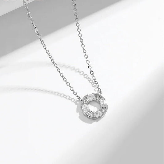 Open Circle Pendant Necklace Cubic Zirconia - Calilo Australia