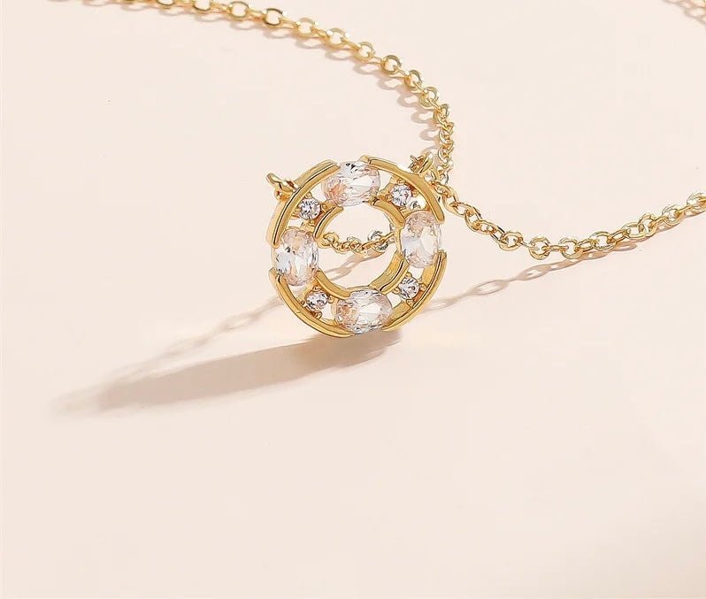 Open Circle Pendant Necklace Cubic Zirconia - Calilo Australia