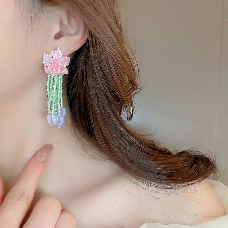 Pink Lily Earrings - Calilo Australia