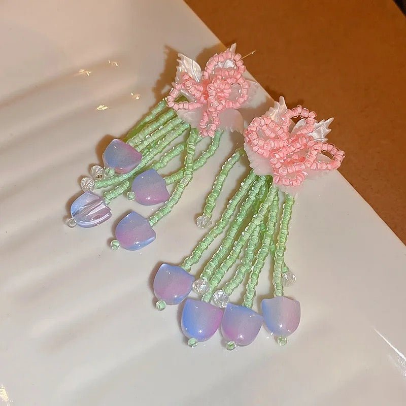 Pink Lily Earrings - Calilo Australia