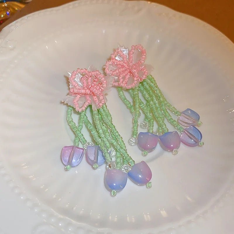 Pink Lily Earrings - Calilo Australia