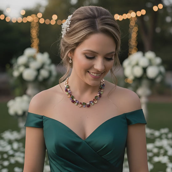 Elegant Aurora zircon bridal necklace with adjustable chain for brides and bridesmaids