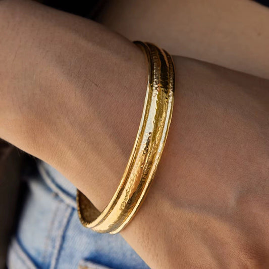 Sahara Textured Gold Bangle - Calilo Australia