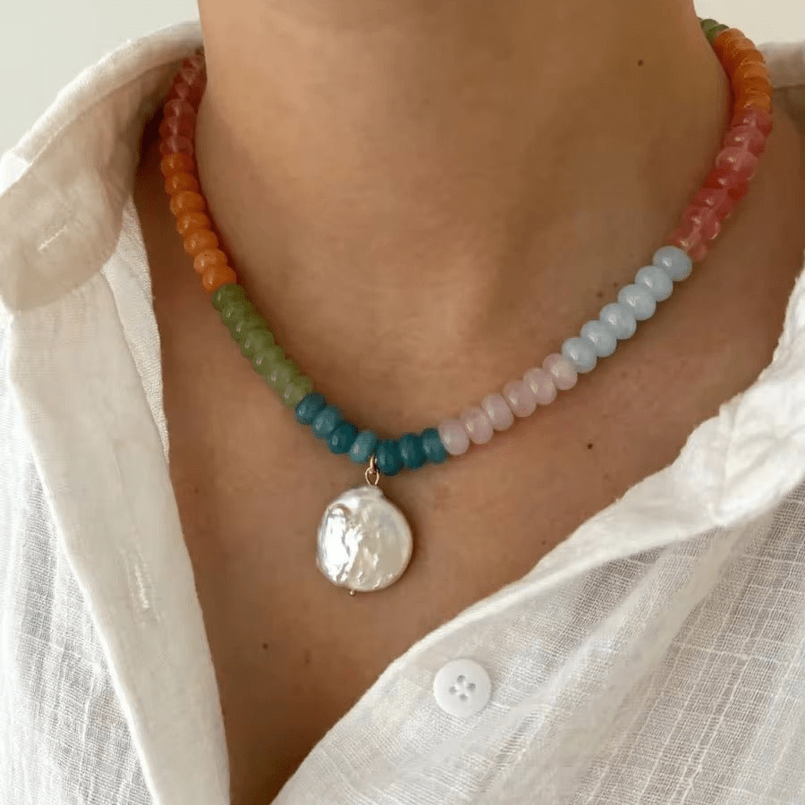 Valencia Natural Multicolour Stone Necklace - Calilo Australia