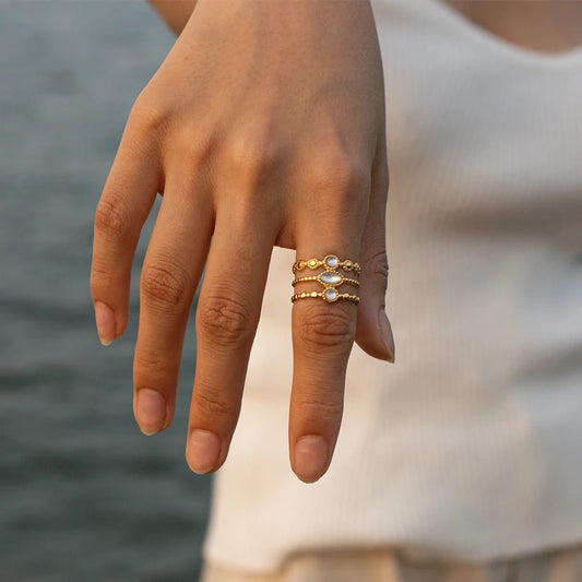 White Shell Stone Ring - Calilo Australia