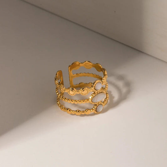 White Shell Stone Ring - Calilo Australia