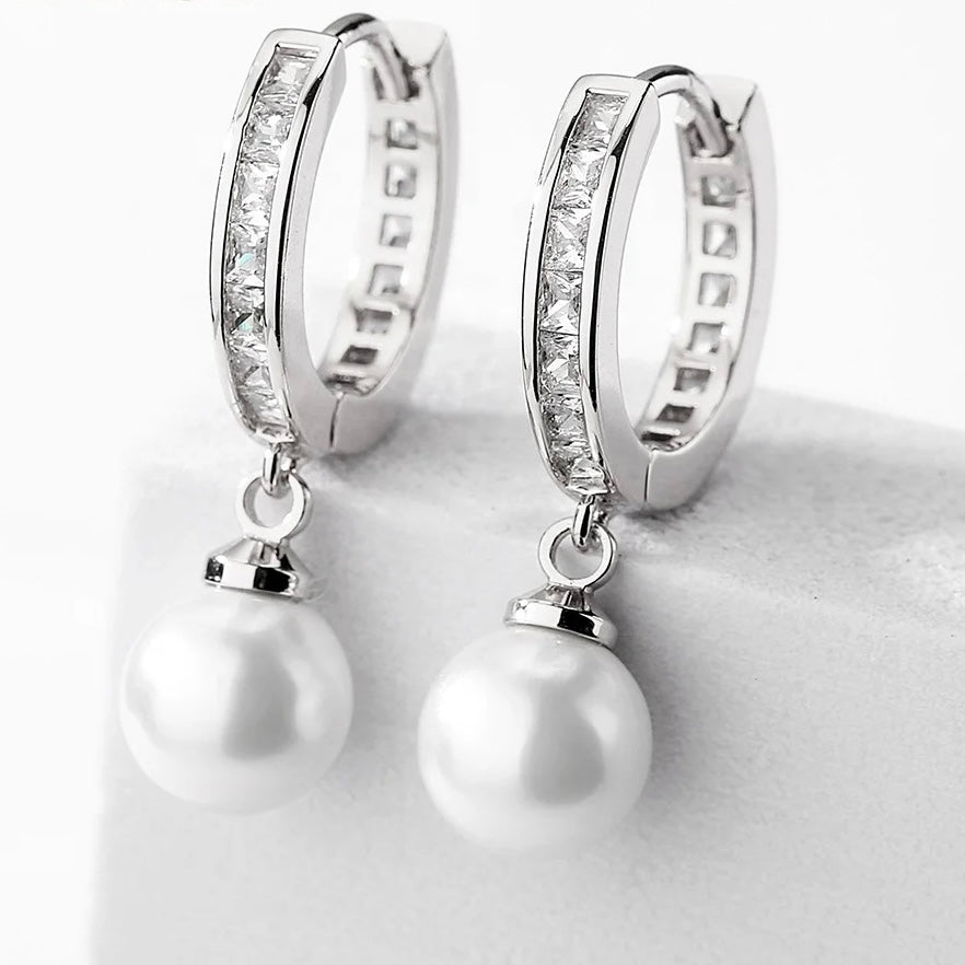 Eli Pearl Zirconia Earrings - Coco & Cali