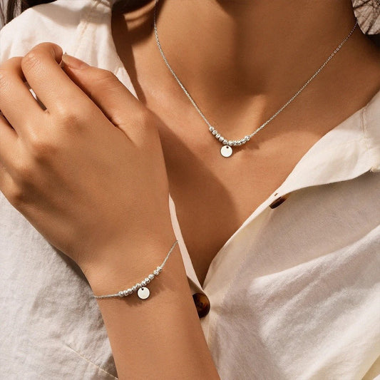 Sarah Disc Silver Necklace - Coco & Cali